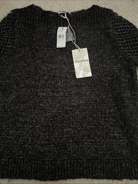 Tommy Bahama Black Charcoal Marled Knit Crew Sweater